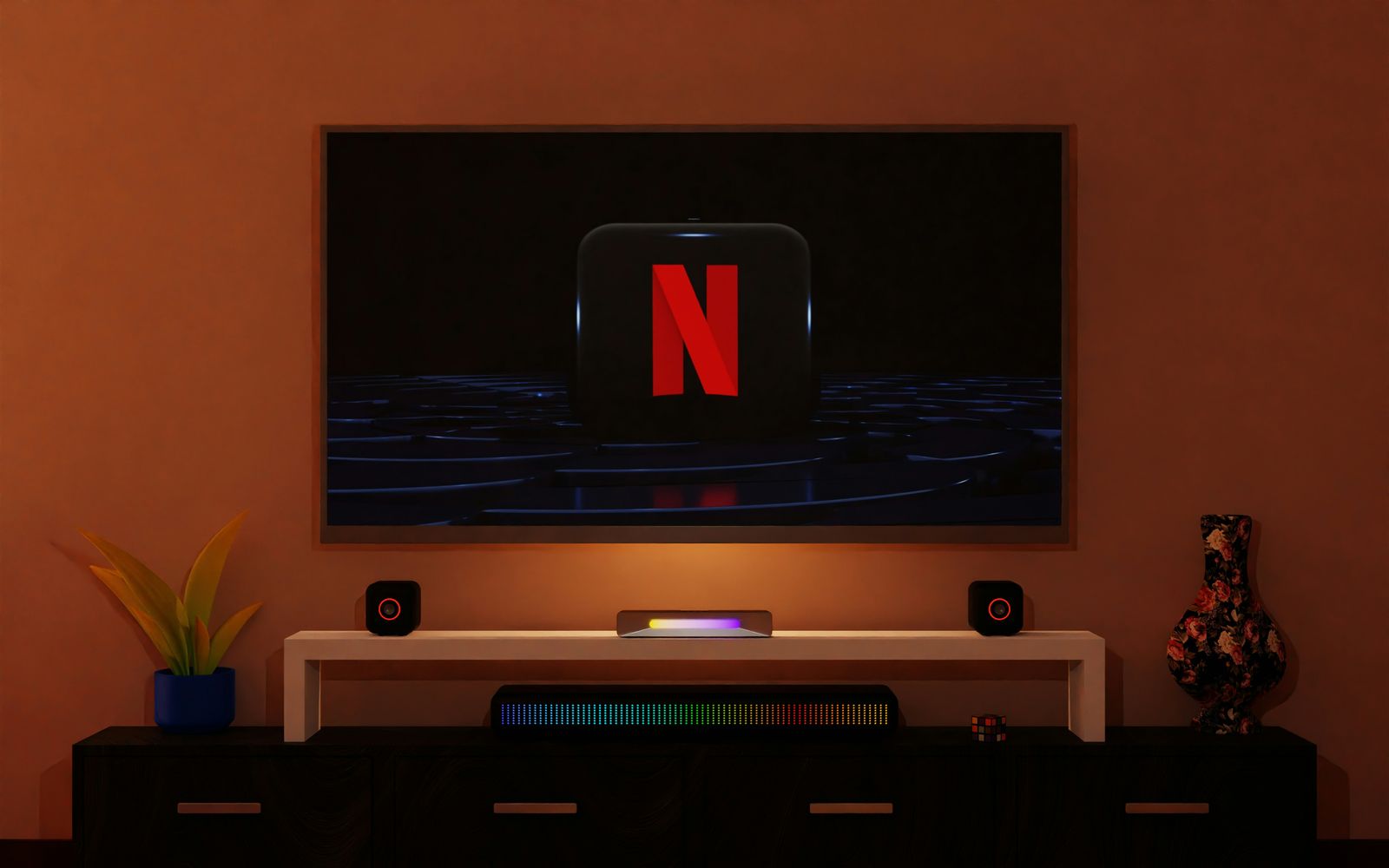 Premium 4K home theater running BexyTV IPTV on a Fire TV Stick in 2026